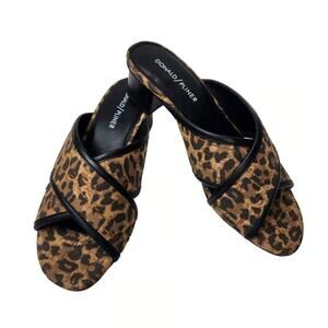 DONALD PLINER Women's Mally Slide Mules Sandal 5.5M Black/Brown Leopard